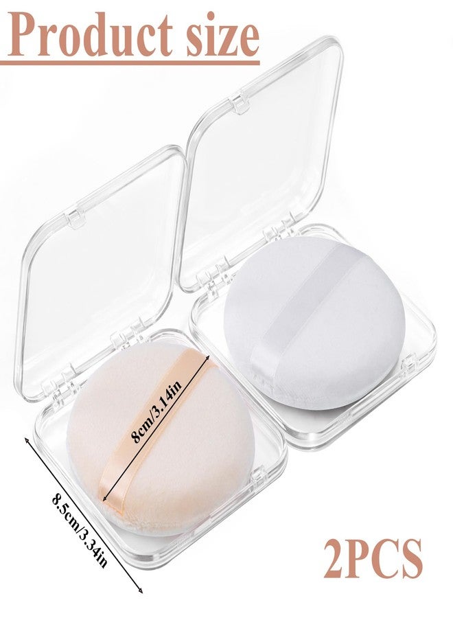 Xyembu 2 Pcs Powder Puffs, 3.15 Inch Body Puff and Container, Fluffy Powder-Puff, Portable Soft Cotton Powders-Puff, Travel Soft Washable Reusable Dusting Powder Puff for Body, Makeup Face(White, Skin Color) - Image 2